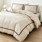 Parure de housse de couette Livia beige (bordure à pompons)
