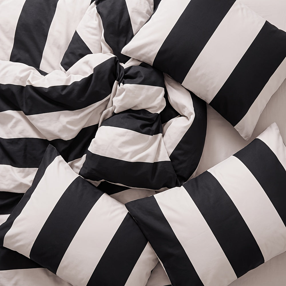 Zebra Black & White striped cotton duvet cover set