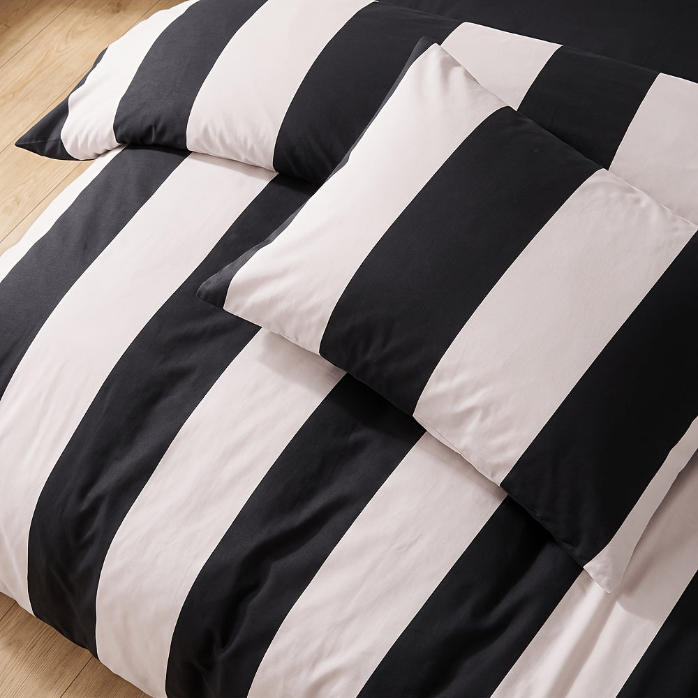 Zebra Black & White striped cotton duvet cover set