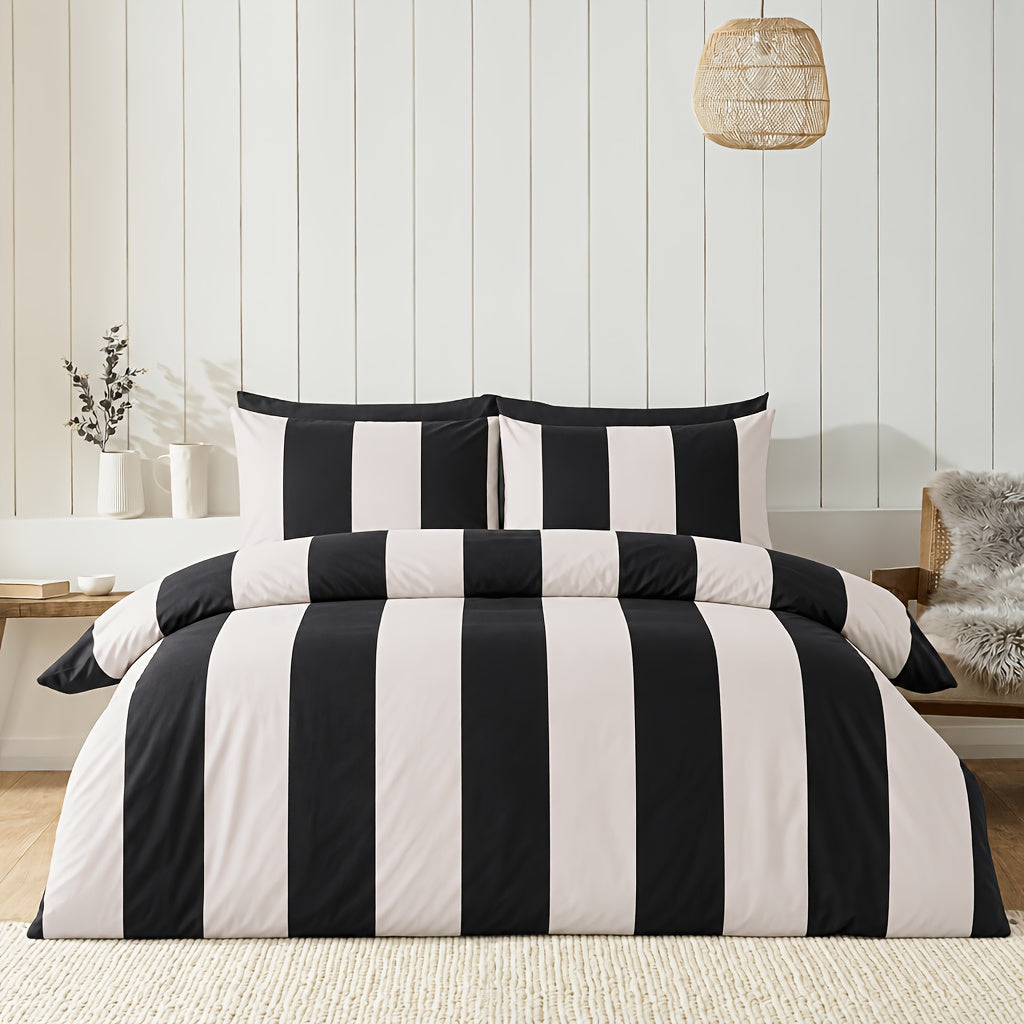Zebra Black & White striped cotton duvet cover set