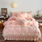 Rosendal Pink Duvet Cover Set (Embroidered)
