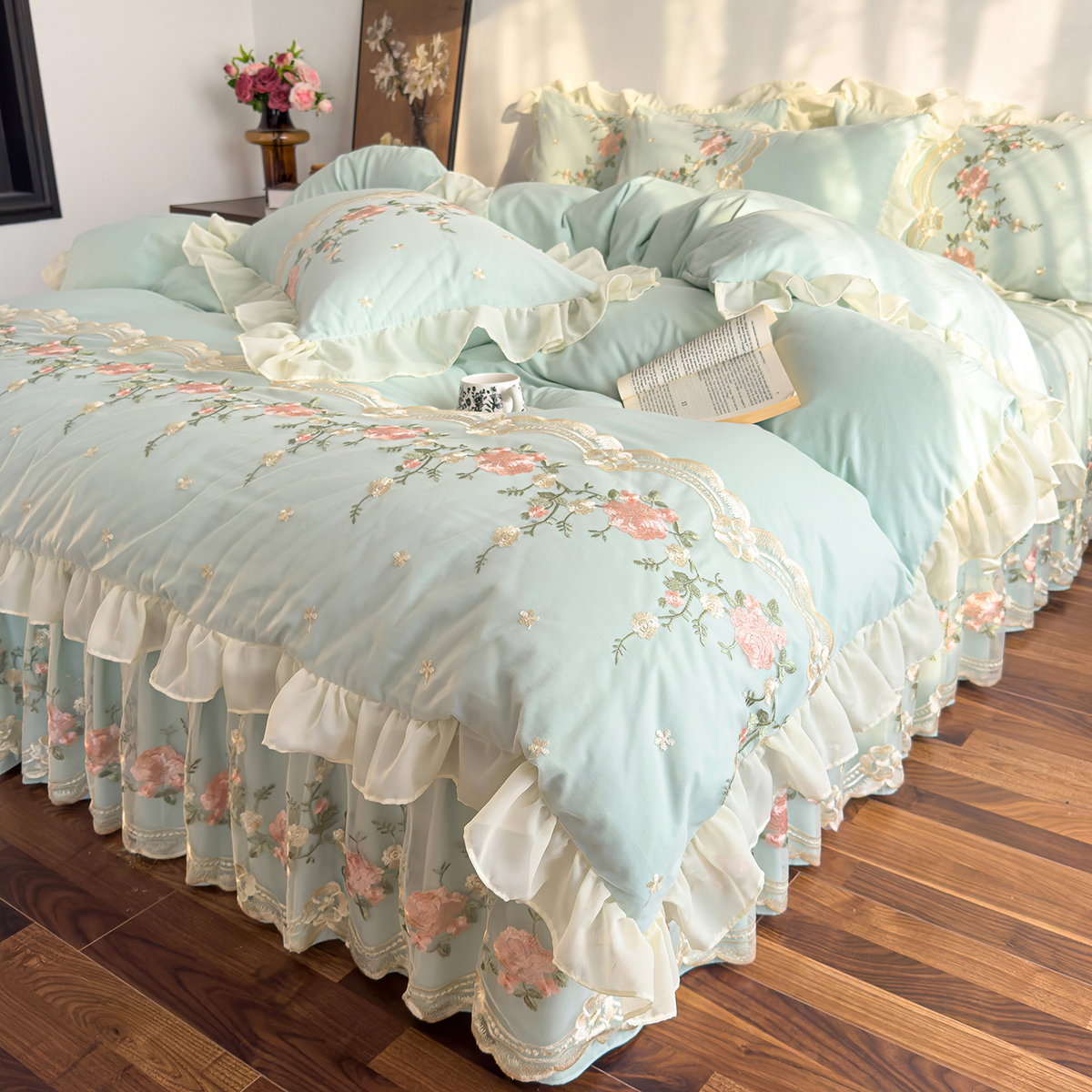 Rosendal Blue Duvet Cover Set (Embroidered)