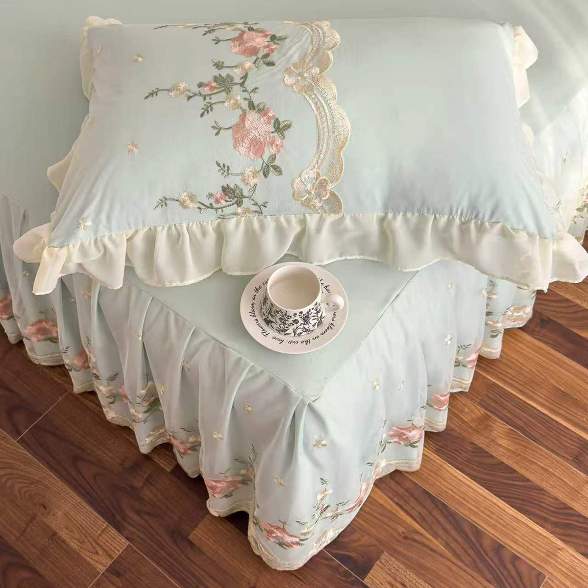 Rosendal Blue Duvet Cover Set (Embroidered)
