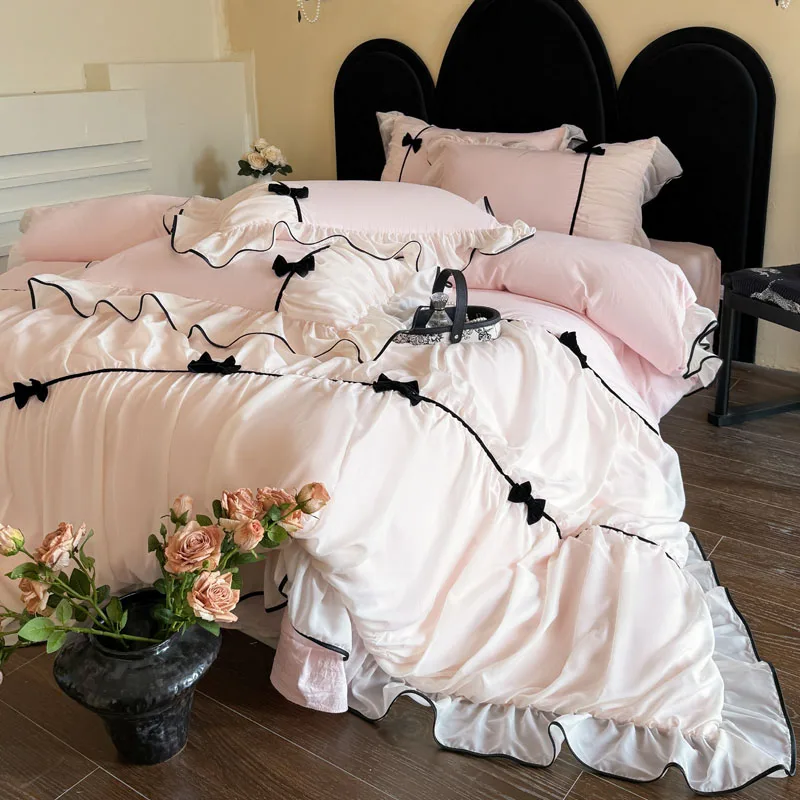 Parure de housse de couette Bow (dentelle romantique)