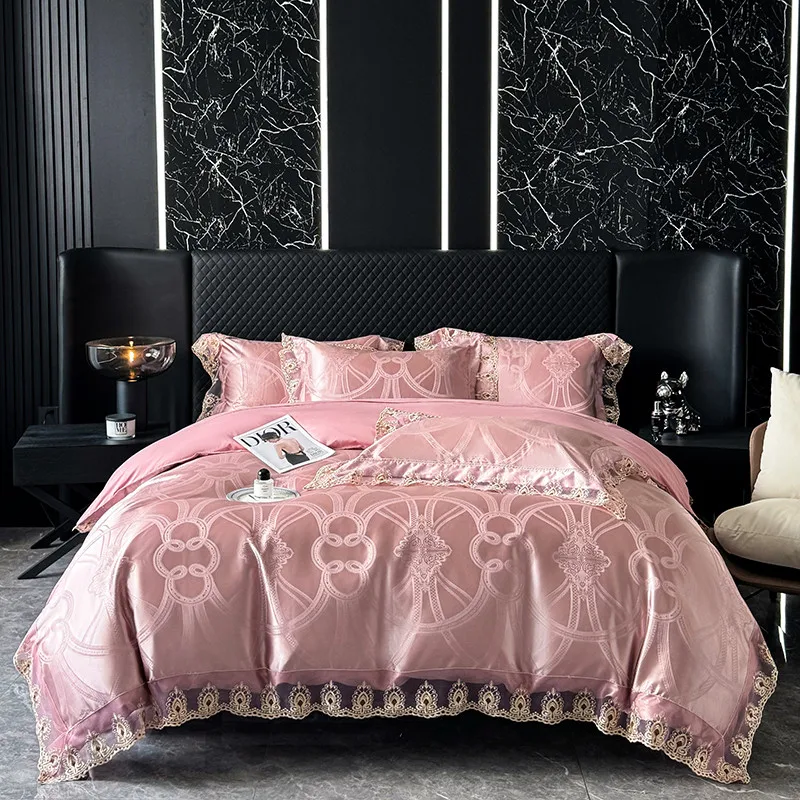 Pamela Pink Duvet Cover Set (100% Jacquard Satin)