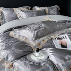 Pamela Silver Duvet Cover Set (100% Jacquard Satin)