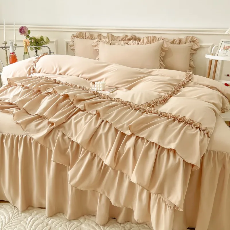 Parure de housse de couette Princess Beige (coton et microfibre)