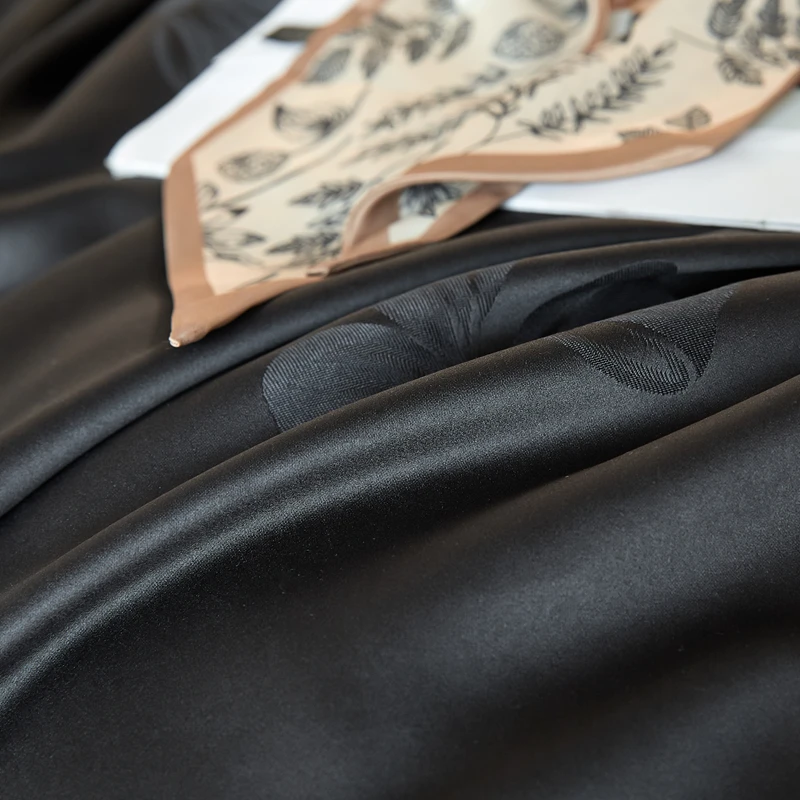 Parure de housse de couette Nerina Noire (Nœuds Jacquard)