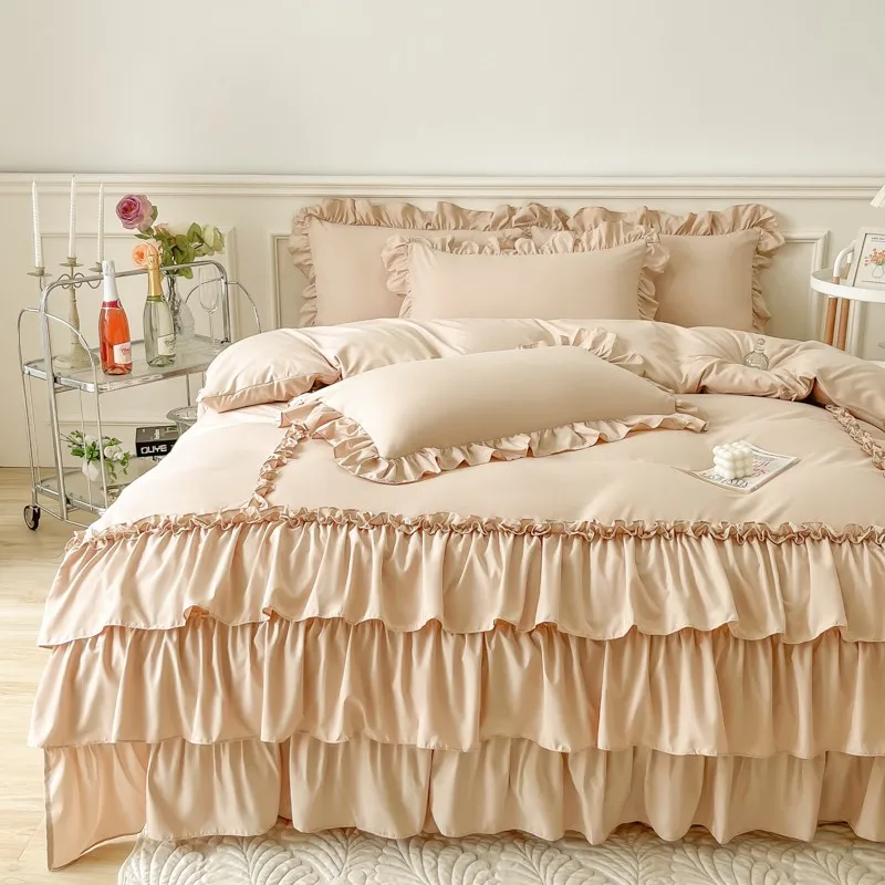 Parure de housse de couette Princess Beige (coton et microfibre)