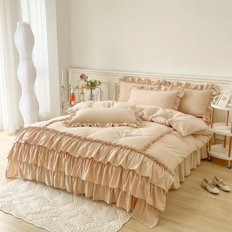 Parure de housse de couette Princess Beige (coton et microfibre)