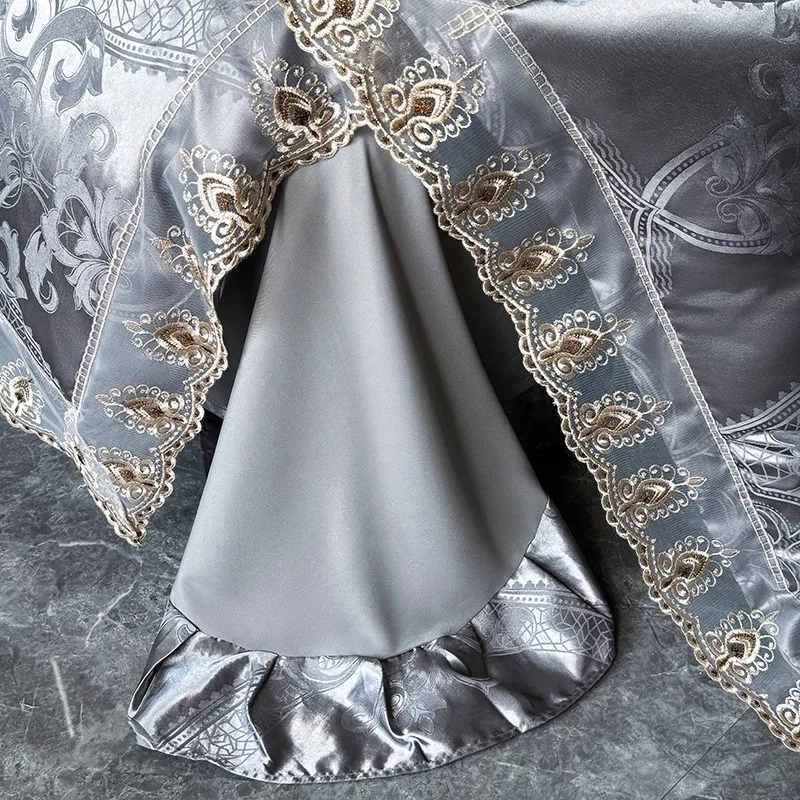 Pamela Silver Duvet Cover Set (100% Jacquard Satin)