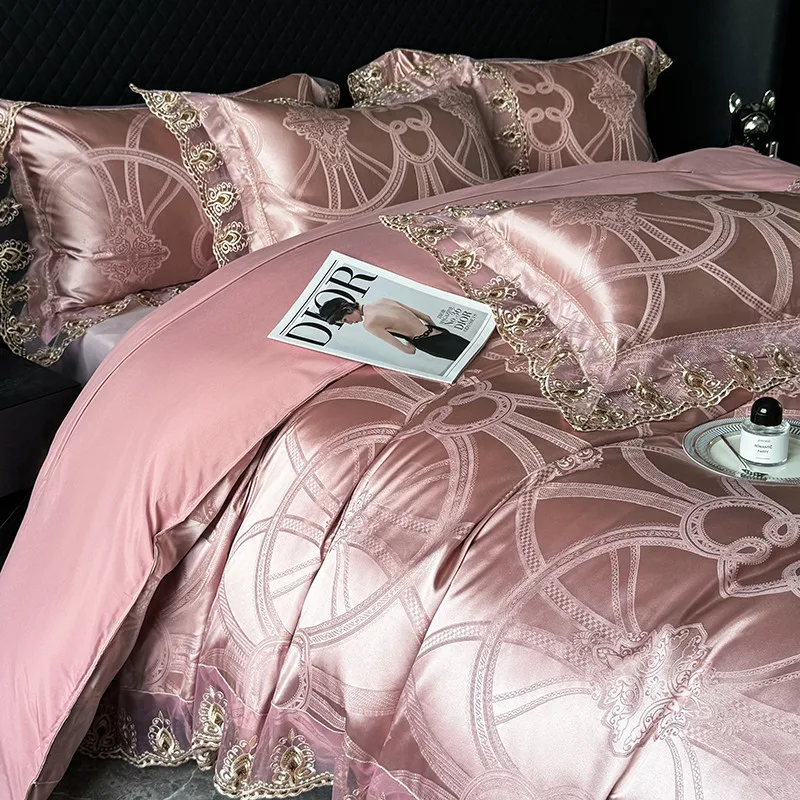 Pamela Pink Duvet Cover Set (100% Jacquard Satin)