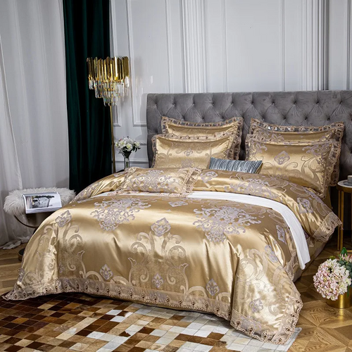 Pamela Gold Duvet Cover Set (100% Jacquard Satin)