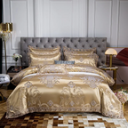 Pamela Gold Duvet Cover Set (100% Jacquard Satin)