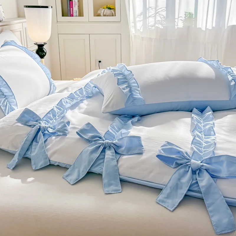 Parure de housse de couette Fiona Bleue (Nœuds Romantiques)