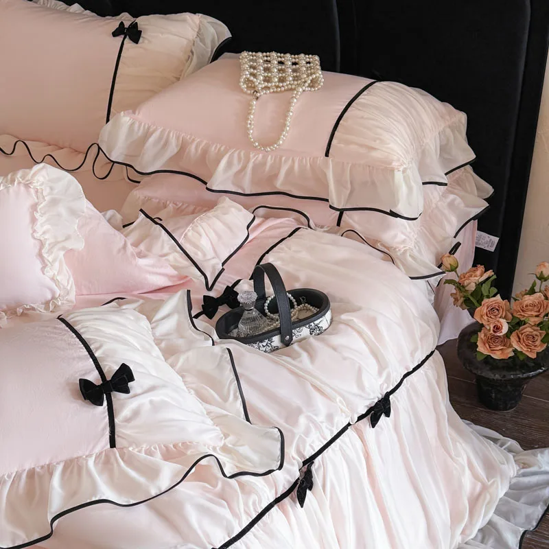 Parure de housse de couette Bow (dentelle romantique)