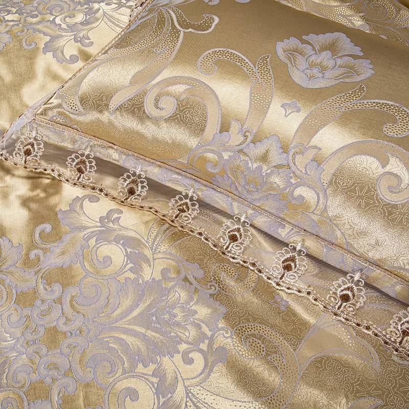 Pamela Gold Duvet Cover Set (100% Jacquard Satin)