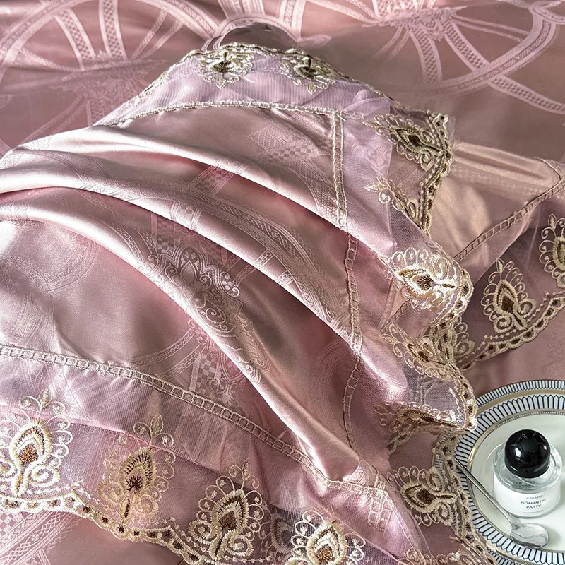 Pamela Pink Duvet Cover Set (100% Jacquard Satin)