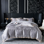 Pamela Silver Duvet Cover Set (100% Jacquard Satin)