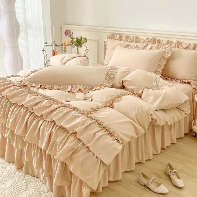Parure de housse de couette Princess Beige (coton et microfibre)