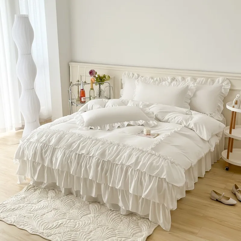 Parure de housse de couette Princess White (coton et microfibre)