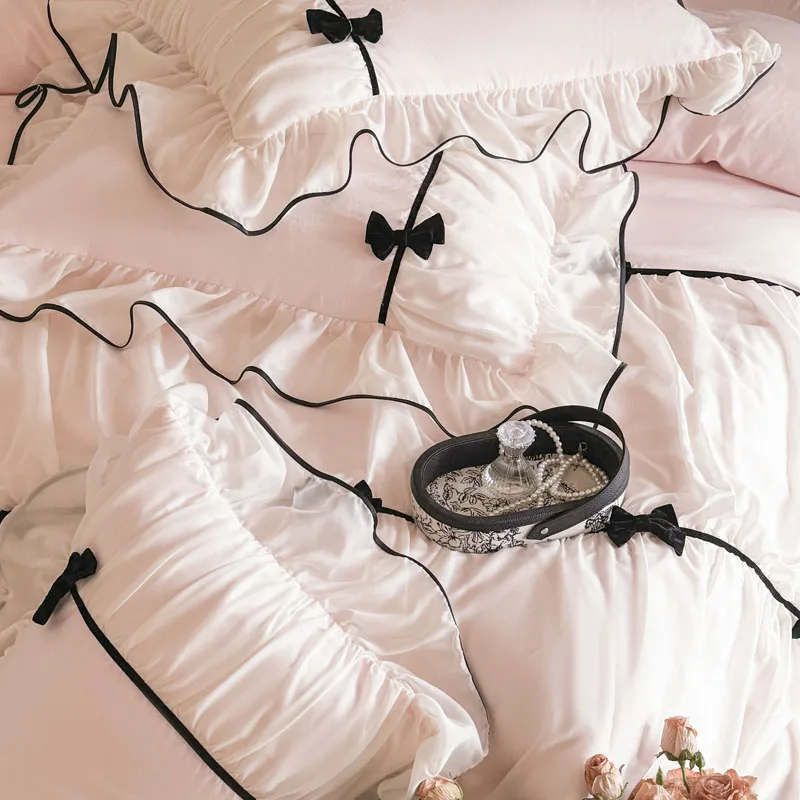 Parure de housse de couette Bow (dentelle romantique)