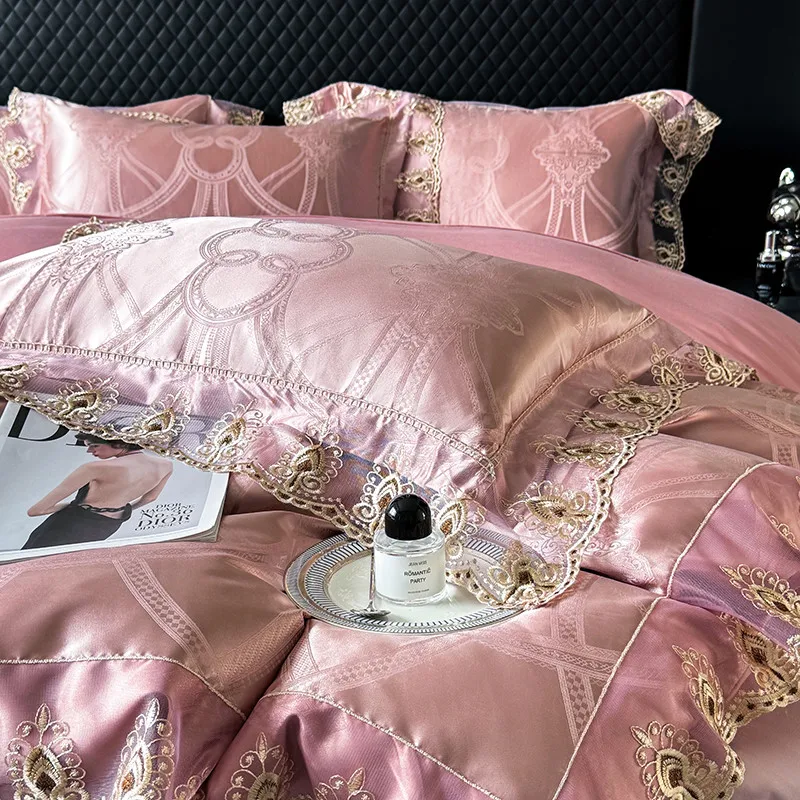 Pamela Pink Duvet Cover Set (100% Jacquard Satin)