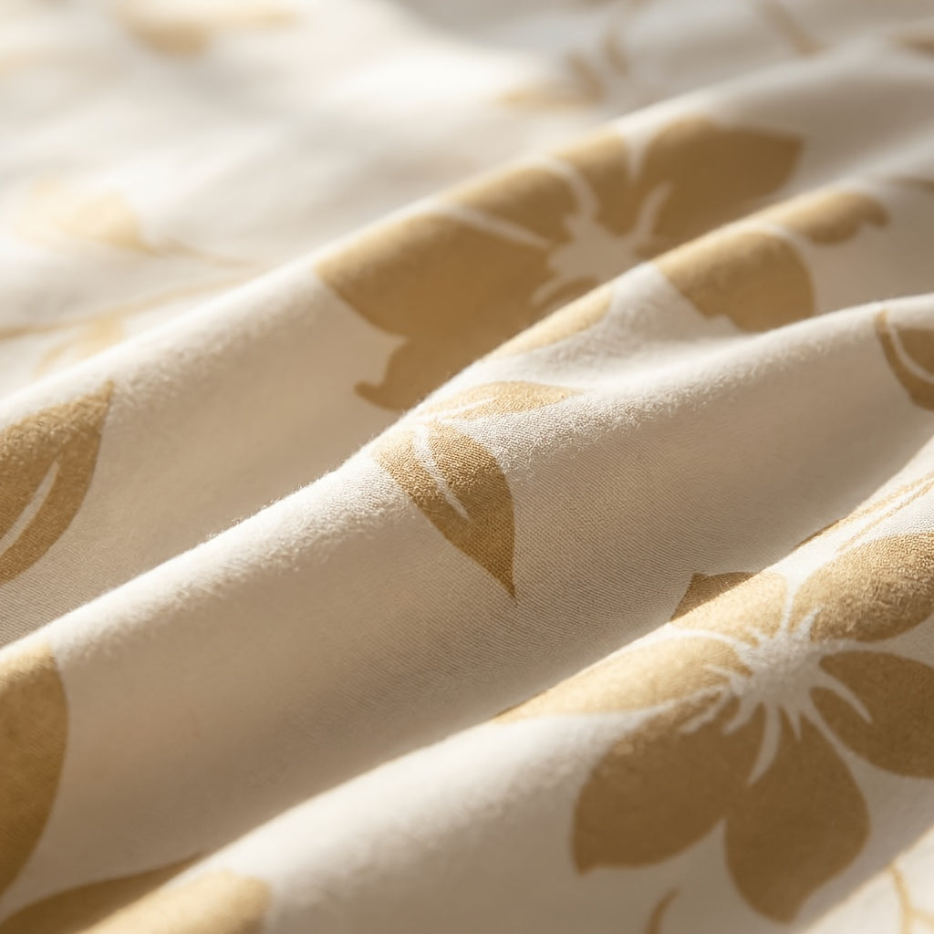 Aurelia champagne duvet cover set with golden floral jacquard