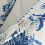 Viola Blue & White Duvet Cover Set with porcelain floral print