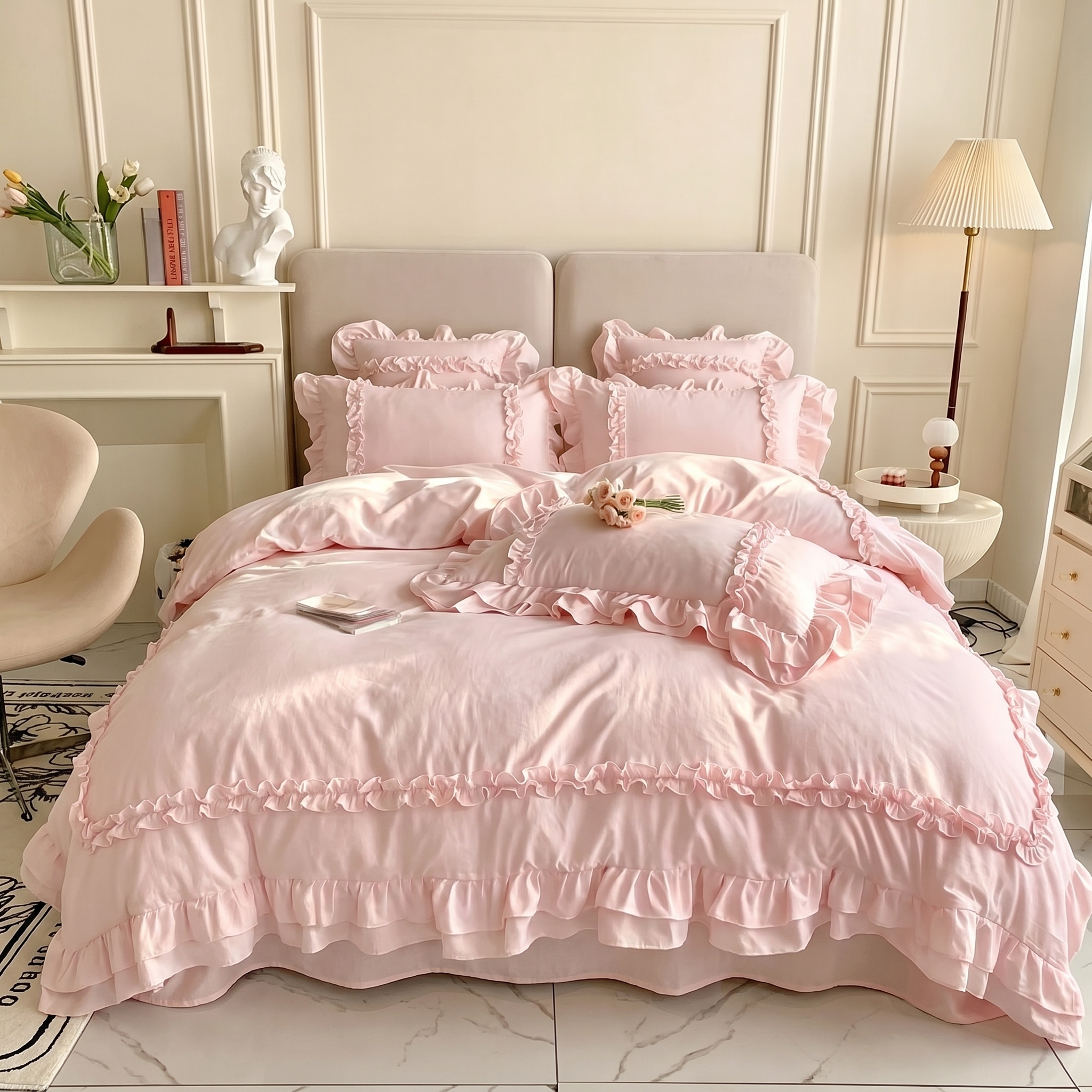 Set Copripiumino Helena Rosa (Cotone e Microfibra)